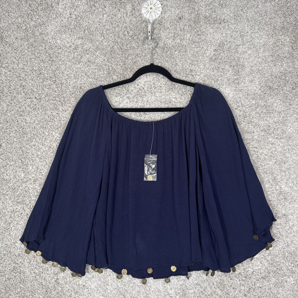 Lilly Pulitzer Delaney Top Size Small True Navy Gold Coin Accents - Picture 2 of 10